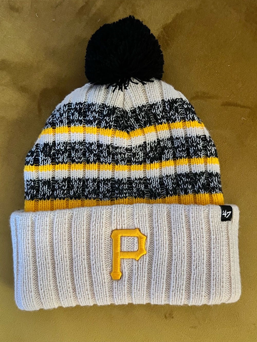 Pittsburgh Pirates '47 Tavern Cuffed Knit Hat with Pom - Natural